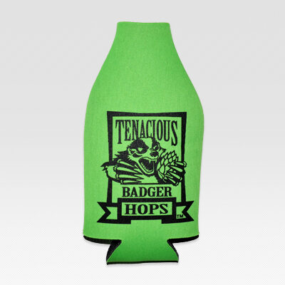 Tenacious Badger Bottle Koozie - Front